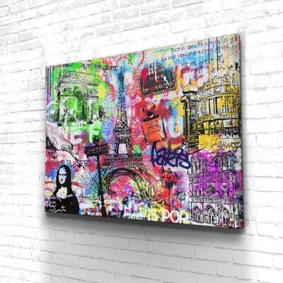 Tableau Pop Art Paris - 60 x 40 - Toile sur châssis - Sans cadre