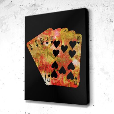 Tableau Poker Red Flush - 60 x 40 - Toile sur châssis - Cadre noir