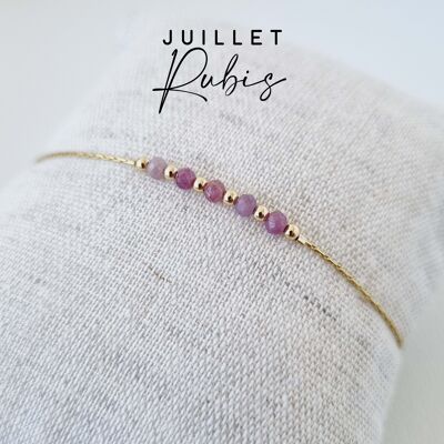 Bracelet pierre de naissance du mois de Juillet : Rubis