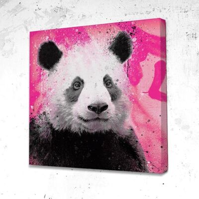 Tableau Panda Flashy - 60 x 60 - Toile sur châssis - Cadre noir