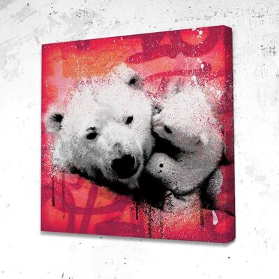 Tableau Ours Polaire Flashy - 40 x 40 - Plexiglas - Cadre noir