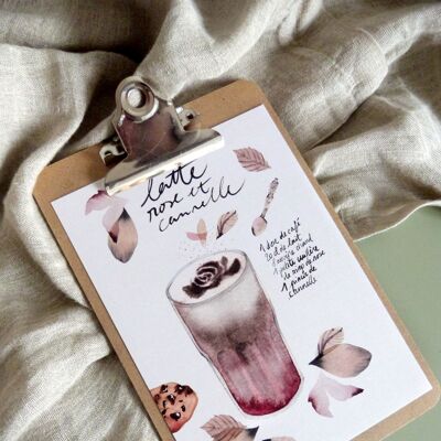 Affiche recette Latte rose cannelle