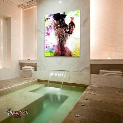 Tableau Nu Shower Color - 120 x 90 - Toile sur châssis - Cadre noir