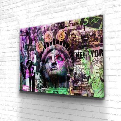 Tableau New York NYC Neon - 60 x 40 - Toile sur châssis - Sans cadre