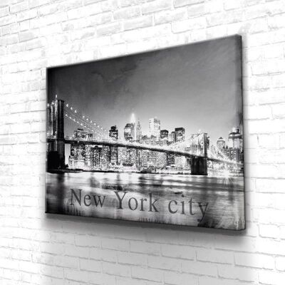 Tableau New York Bridge - 60 x 40 - Toile sur châssis - Sans cadre