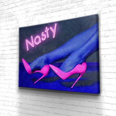 Tableau Nasty Night - 60 x 40 - Toile sur châssis - Cadre noir