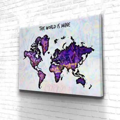 Tableau Motivation World Is Mine - 160 x 120 - Toile sur châssis - Sans cadre