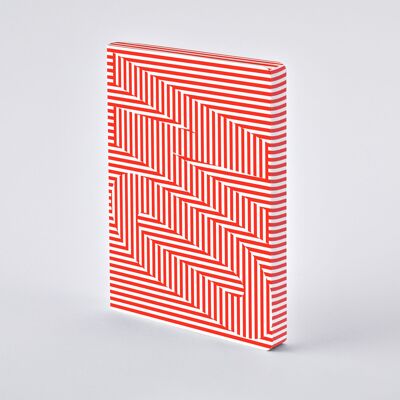 On Off - Graphic L | nuuna notebook A5+ | 3.5 mm dot grid | 120 g premium paper | leather white | sustainably produced in Germany