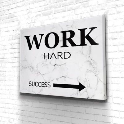 Tableau Motivation Work Hard - 40 x 30 - Toile sur châssis - Cadre noir