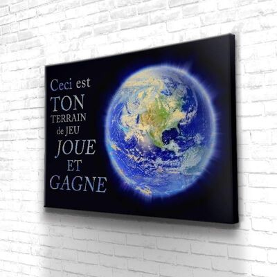 Tableau Motivation Terrain De Jeu - 40 x 30 - Toile sur châssis - Cadre noir