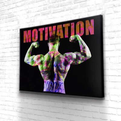 Tableau Motivation Muscu - 40 x 30 - Toile sur châssis - Cadre noir