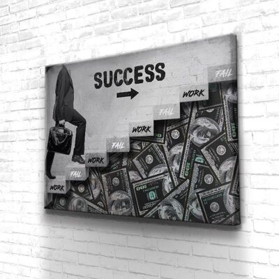 Tableau Motivation Marches Du Succès - 40 x 30 - Plexiglas - Cadre noir