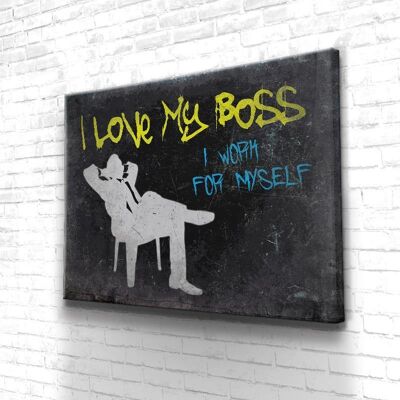 Tableau Motivation I Love My Boss Black - 40 x 30 - Plexiglas - Cadre noir