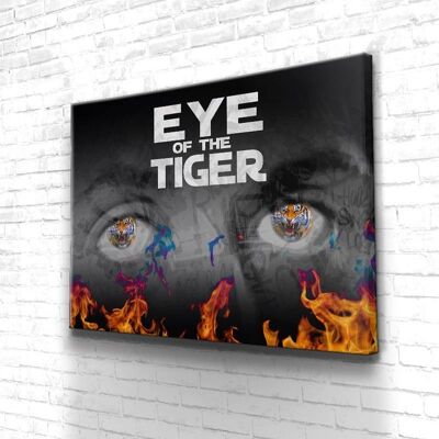 Tableau Motivation Eye Of The Tiger - 120 x 90 - Toile sur châssis - Cadre noir