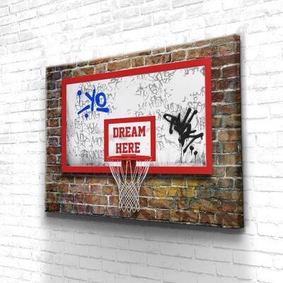 Tableau Motivation Basket Street - 60 x 40 - Toile sur châssis - Sans cadre