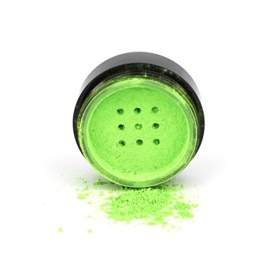 Neon Green Eye Dust Fórmula vegana y sin parabenos que brilla bajo la luz ultravioleta