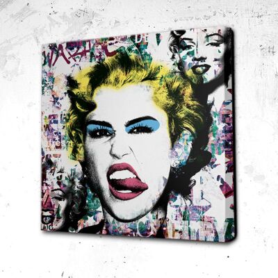 Tableau Monroe Cyrus Street - 20 x 20 - Toile sur châssis - Cadre noir