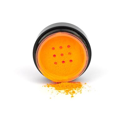 Neon Orange Eye Dust Formule végétalienne et sans paraben qui brille sous la lumière UV