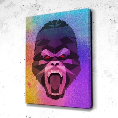 Tableau Monkey Neon - 40 x 30 - Toile sur châssis - Cadre noir