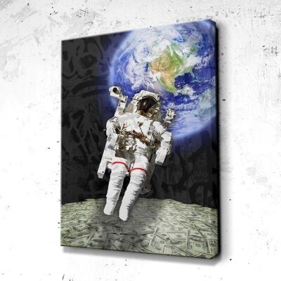 Tableau Money Planet - 40 x 30 - Toile sur châssis - Cadre noir