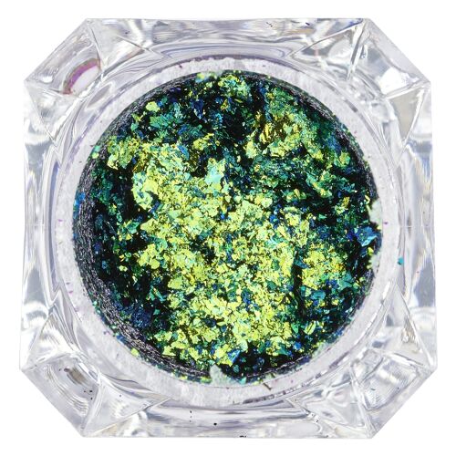 Duochrome Flakes, Colour Shift Mezermising Loose Glitter Colour In Green Blue