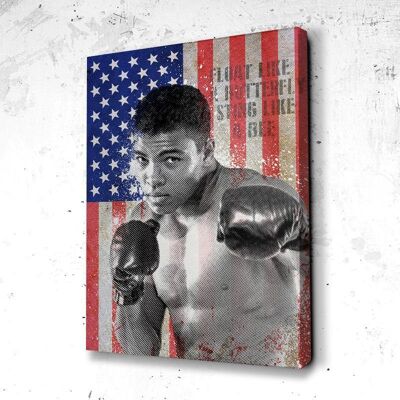 Tableau Mohamed Ali USA - 60 x 40 - Plexiglas - Cadre noir