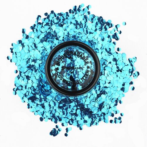 Biodegradable Chunky Glitter Shaker - Sky. Festival Friendly Biodegradable Cosmetic Glitter