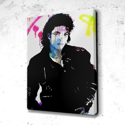 Tableau Michael Jackson Street - 60 x 40 - Toile sur châssis - Cadre noir