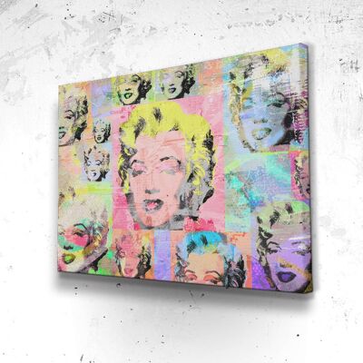 Tableau Marilyn Monroe Color - 160 x 120 - Toile sur châssis - Cadre noir