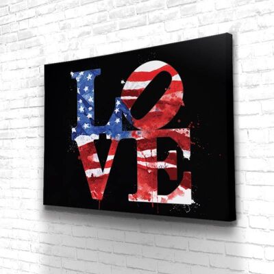 Tableau Love Usa - 60 x 40 - Toile sur châssis - Sans cadre