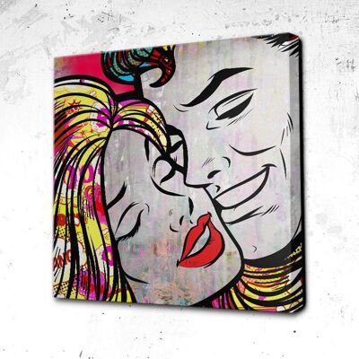 Tableau Love Me Pop - 40 x 40 - Toile sur châssis - Cadre noir