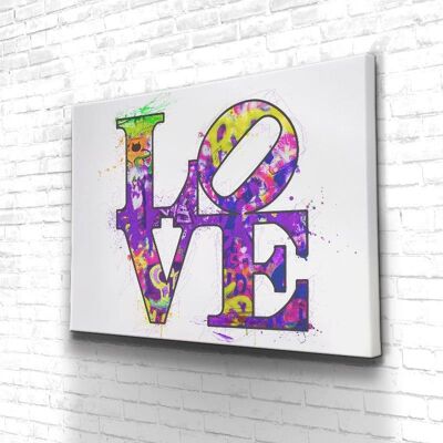 Tableau Love Color White - 60 x 40 - Toile sur châssis - Cadre noir