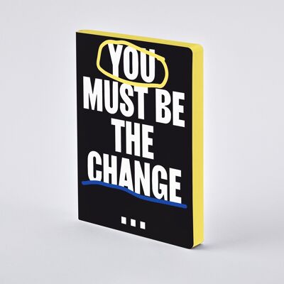 Be The Change - Graphic L  | nuuna Notizbuch A5+ | 3,5 mm Punktraster | 120 g Premium-Papier | Leder schwarz | nachhaltig produziert in Deutschland