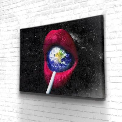 Tableau Lolly World - 60 x 40 - Toile sur châssis - Cadre noir