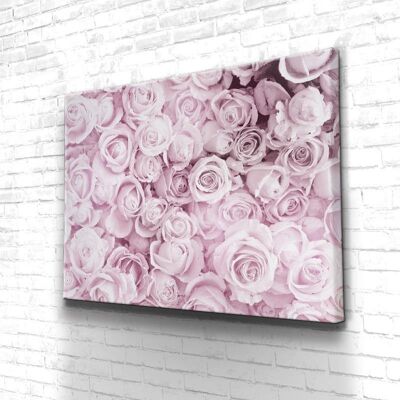 Tableau Lit De Roses - 60 x 40 - Toile sur châssis - Cadre noir