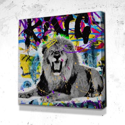 Tableau Lion King Street - 20 x 20 - Plexiglas - Cadre noir