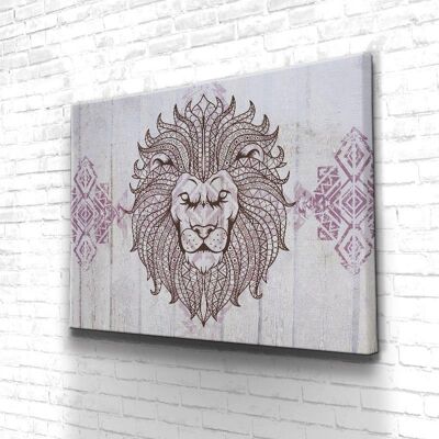 Tableau Lion Hippie - 60 x 40 - Toile sur châssis - Sans cadre