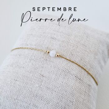 Bracelet pierre de naissance du mois de Septembre : Pierre de Lune 1