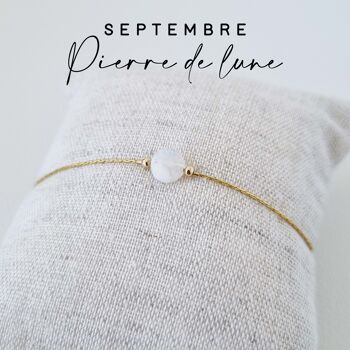 Bracelet pierre de naissance du mois de Septembre : Pierre de Lune 1