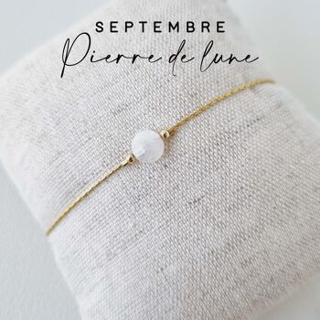 Bracelet pierre de naissance du mois de Septembre : Pierre de Lune 2