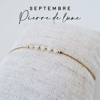 Bracelet pierre de naissance du mois de Septembre : Pierre de Lune 1