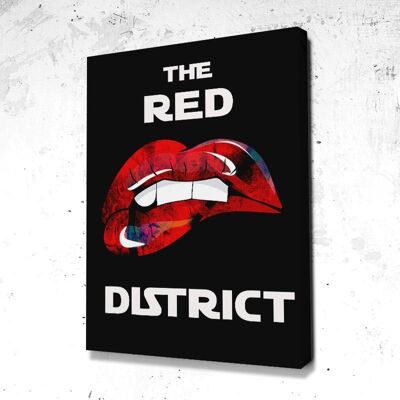 Tableau Lèvres Red District - 160 x 120 - Toile sur châssis - Cadre noir
