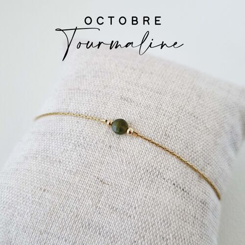 Bracelet pierre de naissance du mois d'Octobre : Tourmaline