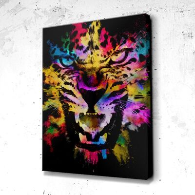 Tableau Leopard Splash - 60 x 40 - Plexiglas - Cadre noir