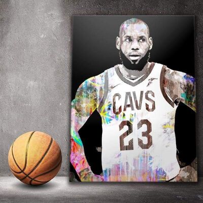 Tableau Lebron James - 160 x 120 - Toile sur châssis - Cadre noir