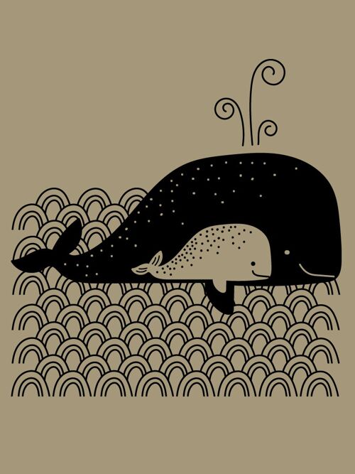 Illustration 30x40cm  - La baleine et son petit