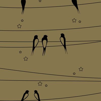 Illustration 30x40cm - Swallows on the wire