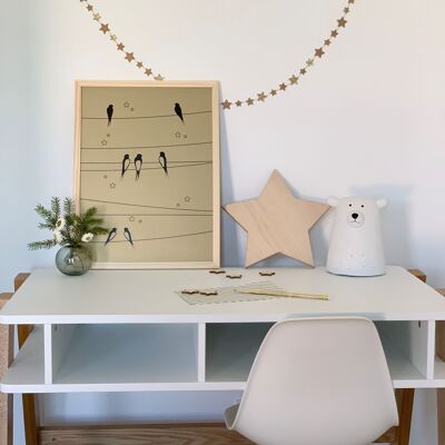 Illustration 30x40cm - Swallows on the wire