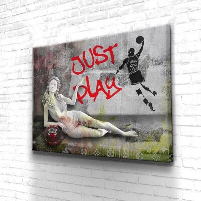 Tableau Just Play - 60 x 40 - Toile sur châssis - Cadre noir