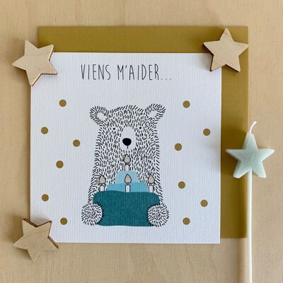 Tarjetas de invitación - Oso de peluche sopla sus velas